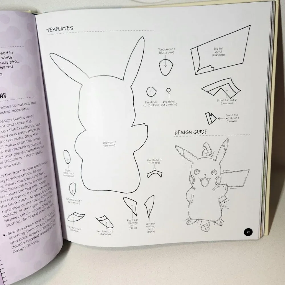 NEW Hardcover Pokemon Sewing Characters Pattern Book Felt Animals Craft Crafting